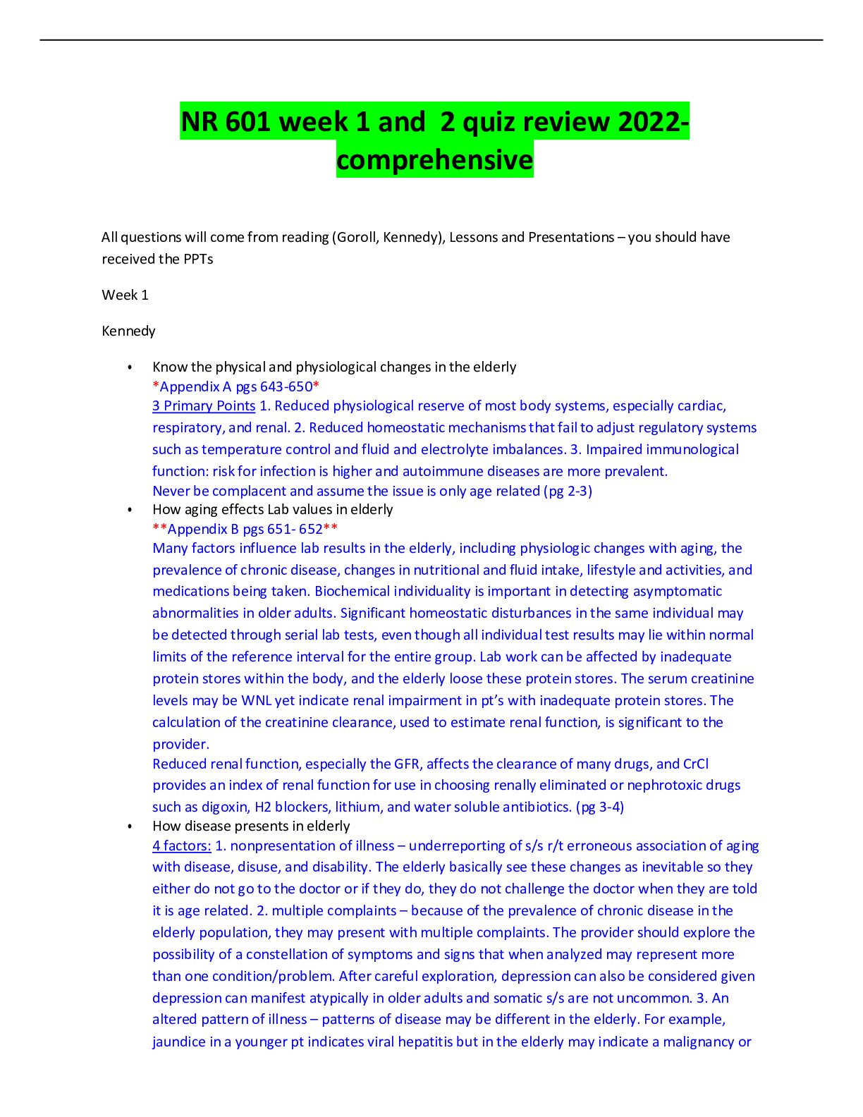 Preview image for NR 601 week 1 and  2 quiz review 2022-comprehensive